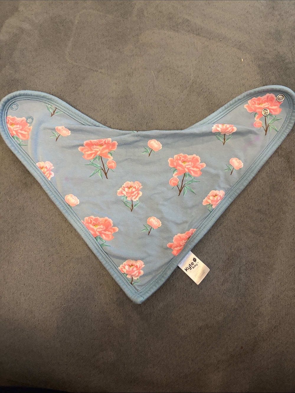 Kyte BABY Light Blue Bandana Bib with Pink Floral Print